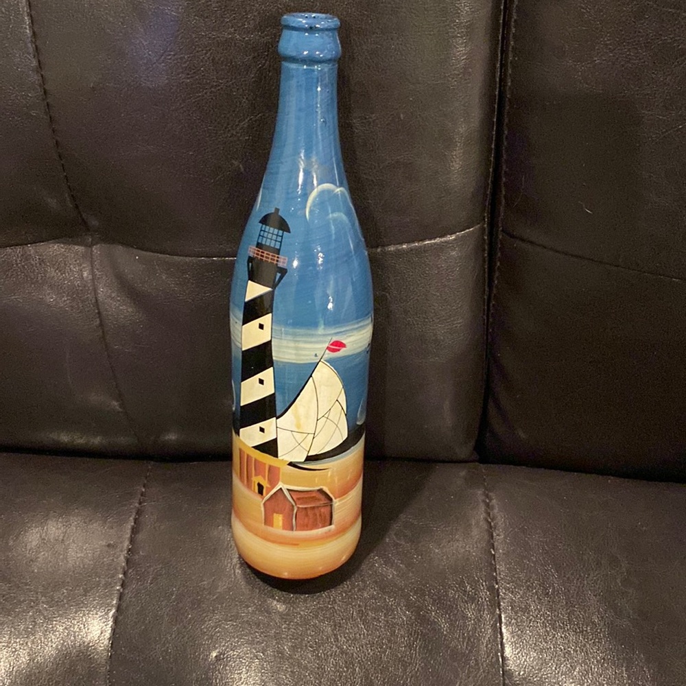 Hand-Painted Nautical Art Bottle